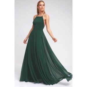 Elegant Green Halter Maxi Dress